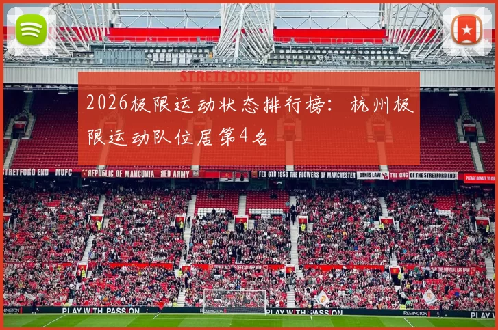2026极限运动状态排行榜：杭州极限运动队位居第4名